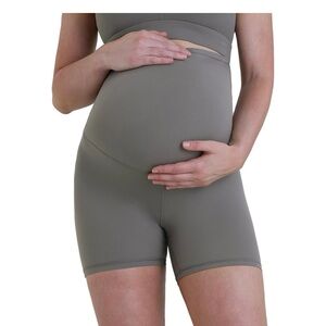 Women's Gray Maternity Yoga Shorts, Small